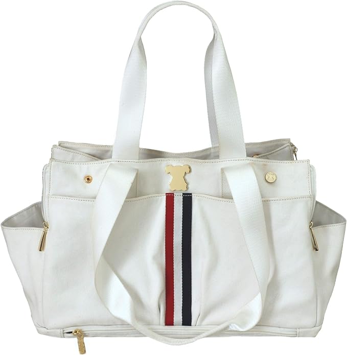 Shell Tote (Shell Tote ONLY for USE with Base PET Carrier, Stripe Canvas - White/RED White Blue)