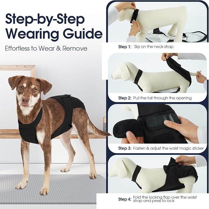 IECOii Washable Dog Diapers Female with Suspenders,Escape-Proof Dog Period Diaper for Heat, Incontinence & Potty Training,Anti-Harassment Pet Period Underwear, Home Carpet Accident Protection, XL