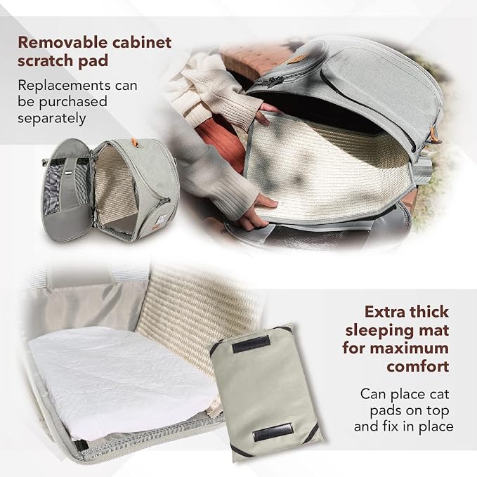 ibiyaya - Adventure Cat Carrier Backpack - Airline Approved Cat Backpack for Cats or Pets Under 19 Pounds - Ventilated Cat Backpack with Safety Tether, for Travel, Hiking, and Outdoor Use - Gray