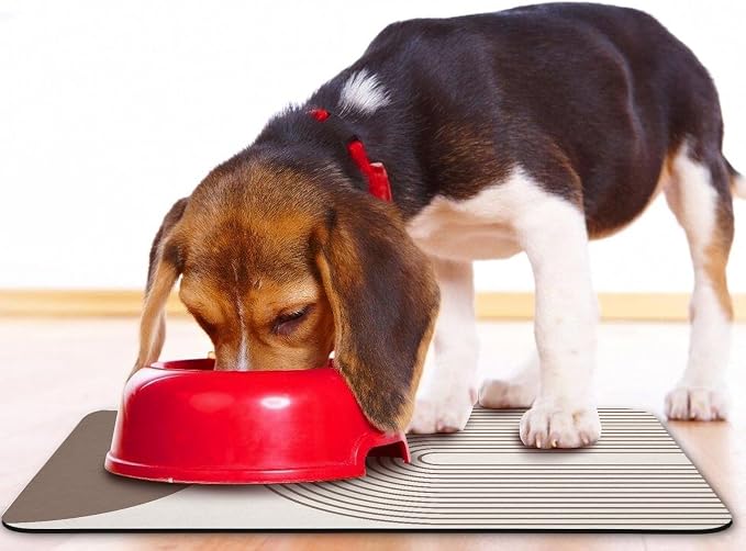 Dog Food Mats,Cat Absorbent Water Bowl Feeding Mats Pet Placemats for Food and Water Brown Bohemia 17 * 30 inch