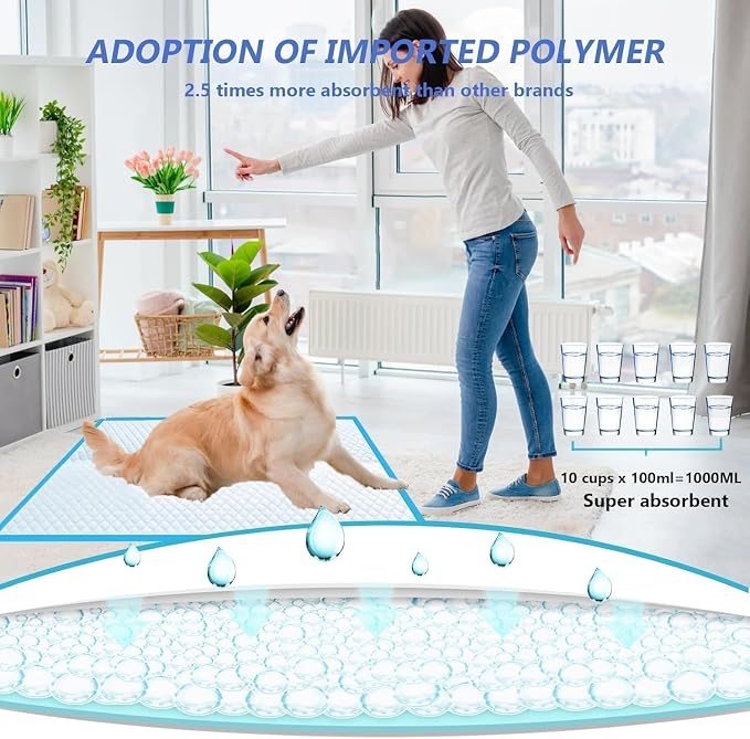XXXXL Puppy Pee Pads for Dogs 36"x51" 100 Count, Extra Large Dog Pee Pads, Leak-Proof & Super Absorbent Dog Pee Pads, Thicken Disposable Potty Pads Puppy Training Pads for Cats Rabbits