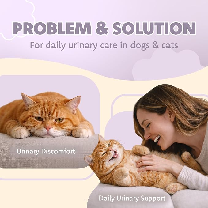 LOVITA Pets Urinary Tract Support for Dogs & Cats, with Cranberry Extract (PACs), D-Mannose and Probiotics, Daily Urinary Health Supplement, 60 Capsules
