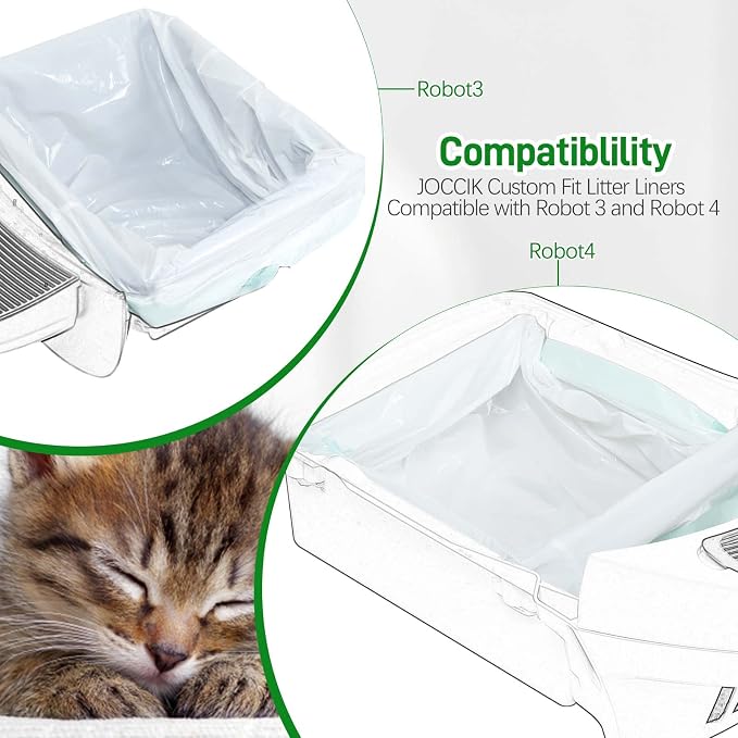 Drawstring Litter Box Liners Compatible with Robot, Heavy Duty Self-Cleaning Litter Boxes Waste Drawer Liners Replacement Bags (100pcs)