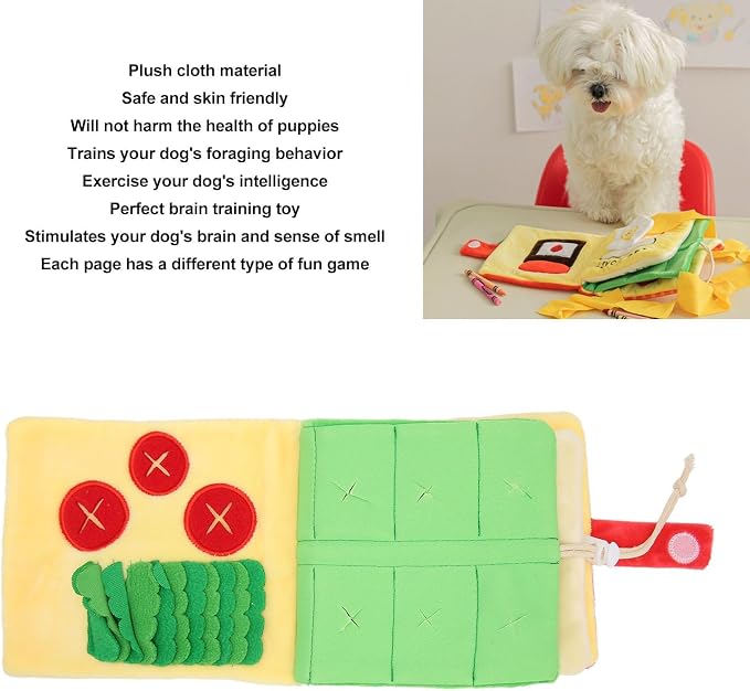 Snuffle Mat for Dogs, Dog Sniffing Book Sniff Mat Slow Feeding Brain Stimulating Interactive Cute Dog Digging Toys Puppy Puzzle Toys for Pet Supplies