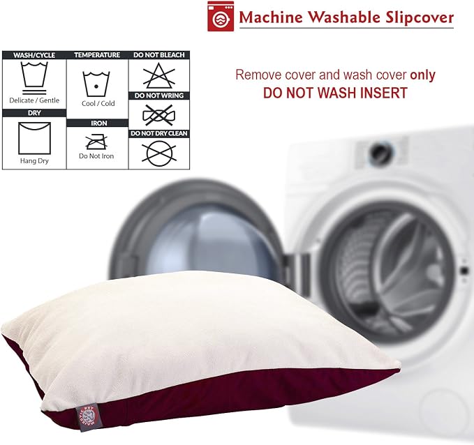 Majestic Pet Rectangle Large Dog Bed Washable – Removable Slipcover Pet Bed – Dog Crate Bed Super Value Pillow Dog Bed – Dog Kennel Bed for Sleeping - Dog Bed Large Breed 36 x 48 Inch – Burgundy