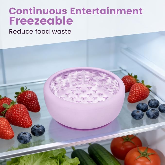 Dog Slow Feeder Licking Bowl,Freezeable Anxiety Relief Treat Dispenser, Non-Slip Anti-chocking Pet Dish, Interactive Puzzle Toy for Mediuml Large Breed,Freezable BPA Free Silicone Dishwasher Safe
