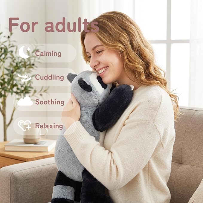Niuniu Daddy 25" 5lb Raccoon Weighted Stuffed Animal forKids and Adults, Soft Sensory Plush Body Pillow for Calming Support, Large Animal Toy for Everyday Comfort