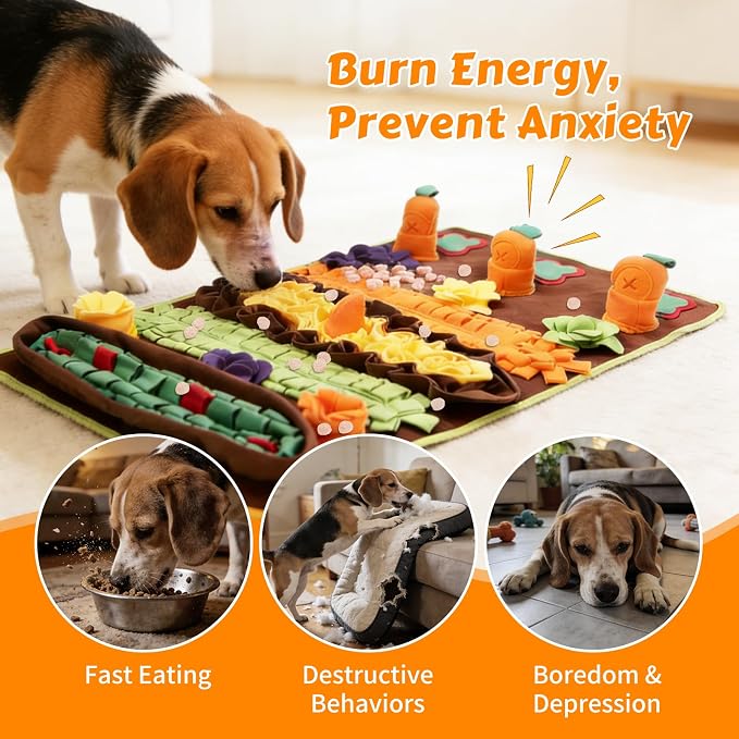 Snuffle Mat for Dogs, Pet Foraging Mat for Small and Medium Dogs, Interactive Puzzle Sniff Pad for Puppies to Keep Busy & Stress Relief, Slow Feeder Mats with Squeaky Sounds