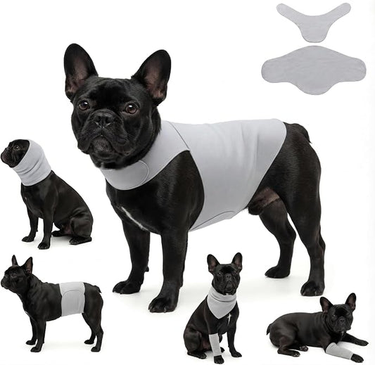 DAJIDALI® Dog & Cat Anxiety Vest & Spay Recovery Suit – Silent Adjustable Calming Wrap for Surgery & Thunderstorms – 2-Piece Cone & Recovery Onesie Alternative