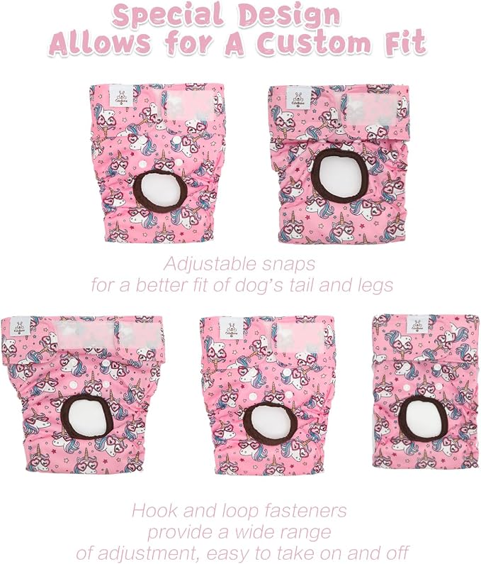 CuteBone Washable Female Dog Diapers 4 Pack Reusable Doggie Heat Diapers for Period FMG09L