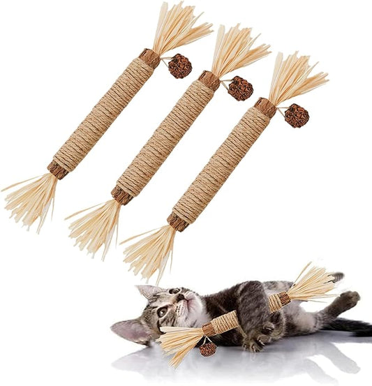 Cat Toys 3Pack Silvervine Chew Stick Kitten Treat Catnip Toy Kitty Natural Stuff Catnip for Cleaning Teeth Indoor Dental Snack Interactive