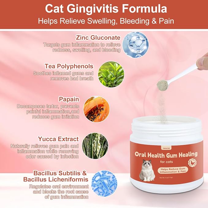 Oral Health for Cats, Cat Gingivitis Treatment, Reduce Gum Inflammation, Redness & Pain, Combats Gum Disease, Natural Plant-Based Active Formula, Cat Oral Care, Gums Health Treatment, 4 oz, 113g