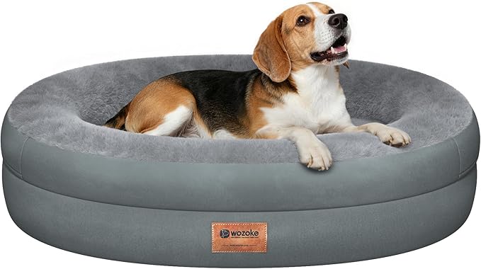 Orthopedic Dog Bed for Medium Dogs, Waterproof Dog Bed with Removable Bolsters, Egg Crate Foam Pet Couch for Medium Size Dog with Machine Washable Cover & Non-Slip Bottom, Grey