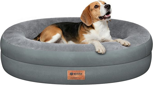 Orthopedic Dog Bed for Medium Dogs, Waterproof Dog Bed with Removable Bolsters, Egg Crate Foam Pet Couch for Medium Size Dog with Machine Washable Cover & Non-Slip Bottom, Grey