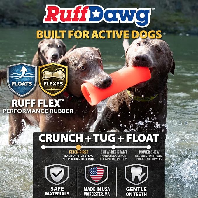 Ruff Dawg Crinkit Medium 5.5” (1 PC) – Rubber Crunch Dog Toy with Replaceable Bottle – Interactive Chew for Small to Medium Dogs – Made in USA – Assorted Neon Colors