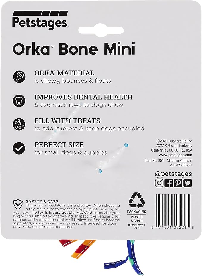 Bone Mini Dog Chew Toy & Treat Stuffer for Teething Puppies & Small Dogs up to 20 lbs, Bounces & Floats, Textured for Dental Support, Moderate Chewers, 5.5"