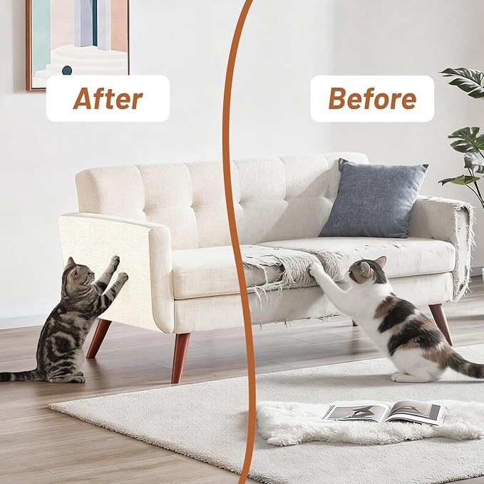 Couch Protector from Cat Claws 78.7" x 15.8" Trimmable DIY Self-Adhesive Cat Scratch Mat for Furniture Couch or Wall Protector, Covering Cat Scratching Post Indoor