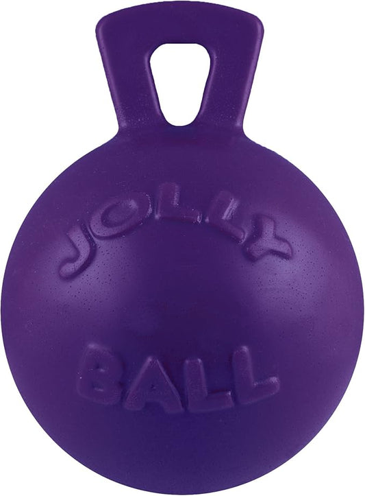 Jolly Pets Tug-n-Toss Heavy Duty Dog Toy Ball with Handle, 8 Inches/Large, Purple
