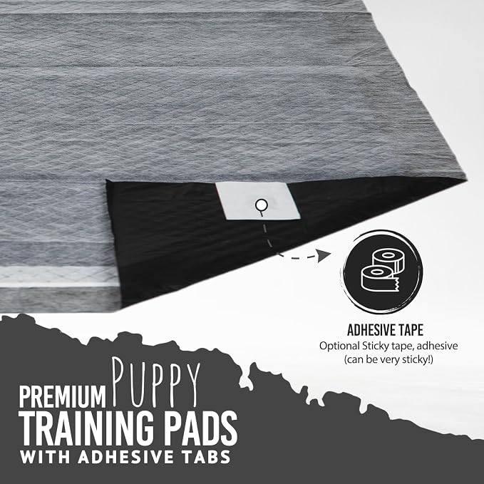 Bulldogology Charcoal XXL Pee Pads for Dogs (30x36) Puppy Pee Pads with Adhesive Sticky Tape - Leak Proof Puppy Pads - Ultra Absorbing Charcoal Dog Pads - Activated Carbon Pee Pads (40-Count)