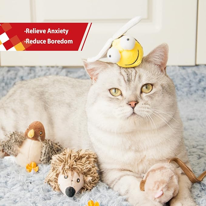 Gigwi Chirpy Bee Sound Toy for Cats, Interactive Squeaking Cat Toys Melody Chaser Play and Squeak Kitten Toy for Boredom