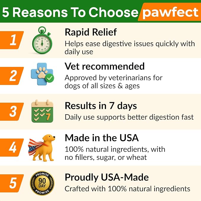 PAWFECTCHEW Pumpkin Powder for Dogs - 8oz Powdered Supplement High Fiber for Dogs Stool Softener - Treat Diarrhea, Constipation, Upset Stomach, Food Sensitivity - Improve Digestion - Made in USA