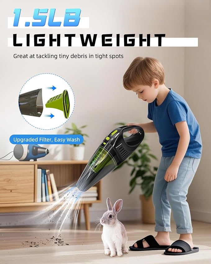 Guinea Pig & Rabbit Poop Vacuum: Extended Capacity Cordless Cleaner for Pet Cages – Tackle Daily Messes of Guinea Pig, Bunny, Bird, Reptile & Other Small Animals - Black