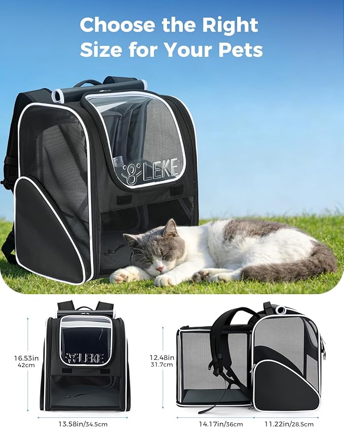 Lekereise Cat Backpack Carrier,Breathable Cat Carrier Large Space Bubble Pet Backpack for Kitty Small Dog,Expandable Bubble Pet Carrier for Hiking, Walking,Travel