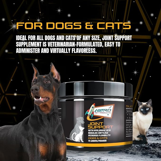 AstroPet - Joint Support - Joint Dietary Supplement for Dogs & Cats - Supports Cartilage Repair, Flexibility & Stiffness - Green Lipped Mussels, Glucosamine & Chondroitin - Made in USA - Powder - 75 g