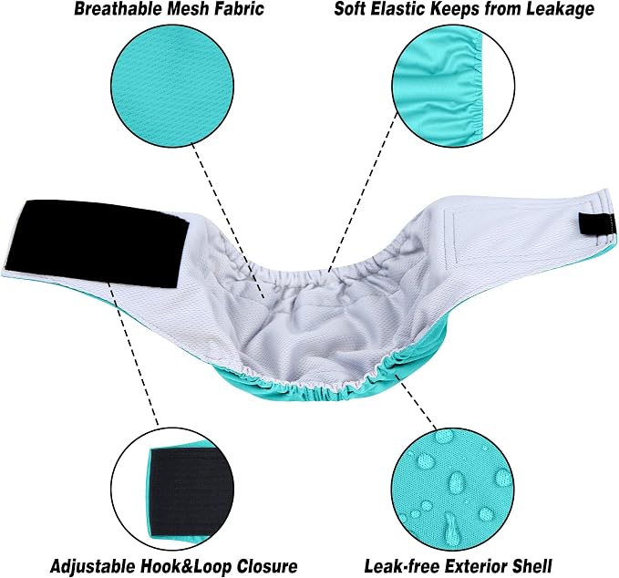 Leekalos Male Dog Diapers (3 Pack), High Absorbing Dog Belly Bands for Male Dogs, Washable Reusable Dog Male Wraps (Medium)