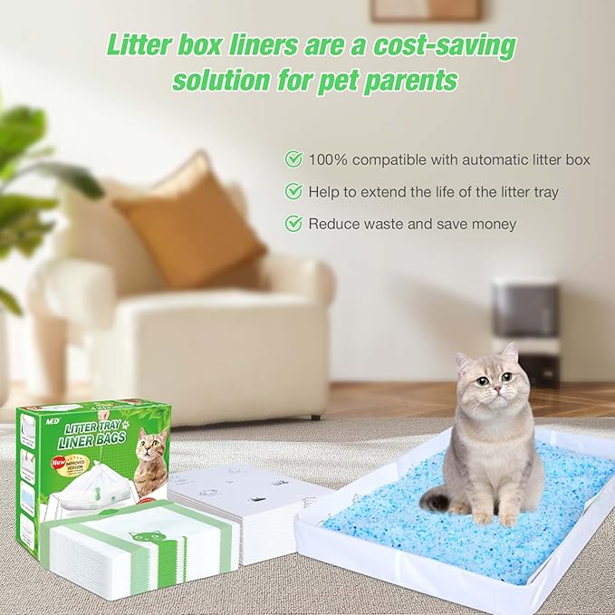 Litter Box Liners Compatible with Pets Scoopfree Litter Box Refill Tray Rectangle Bags with Anti-scratch Cardboard 20 Pack