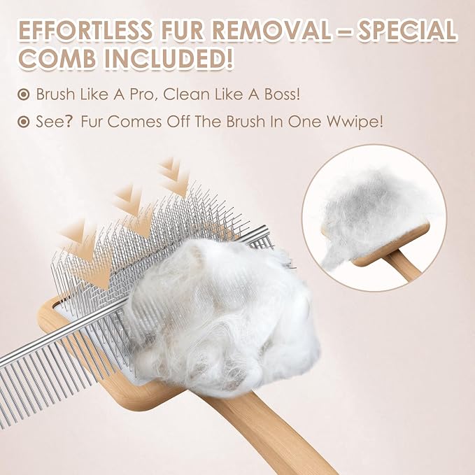 Large Dog Slicker Brush for Goldendoodles, Poodles - 3 in 1 Grooming Kit with Undercoat Rake & Comb - Extra Long Pins Slicker Brush for Dematting, Thick Coats, Shedding, Detangling, Natural