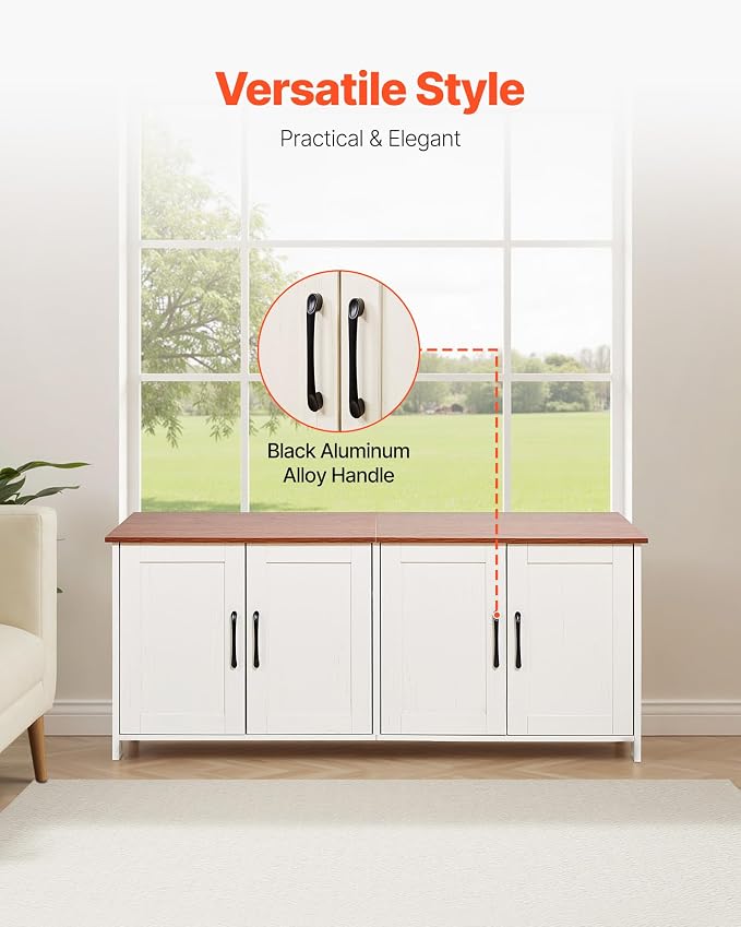 VEVOR Cat Litter Box Enclosure for 2 Cats, Litter Box Furniture Hidden with Double Rooms, Wooden Cat Box Cabinet Fit Most of Litter Box