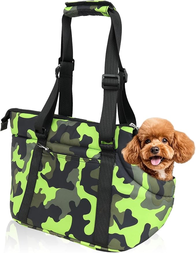 10mm Padded Tote Bag Carrier for Dog Cat Below 9 lb/4kg-Camouflage Green