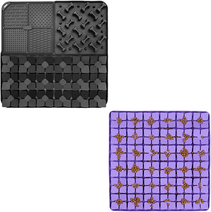 Silicone Snuffle Mat for Dog,Slow Feeder Lick Mat with Suction Cups for Slow Eating&Femont Silicone Snuffle Mat for Large Dogs