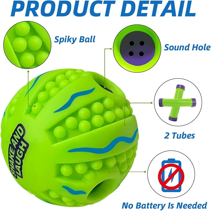 Spiky Interactive Dog Toys Ball, Wave, XL, 5.51 in (14 cm) | Shaking with Gibbering Sound, For Training, Teeth Cleaning, Herding