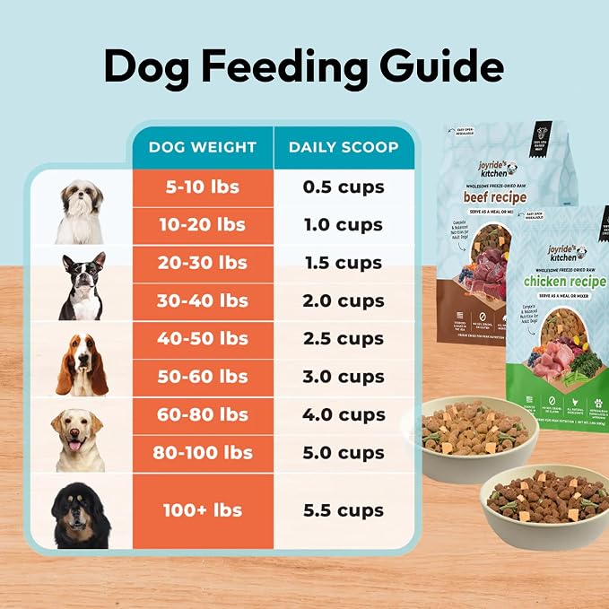 Joyride's Kitchen Freeze-Dried Raw Beef Dog Food – USA Sourced and Made – High-Protein, All-Natural Freeze Dried Meal or Topper, Human Grade - Perfect for Picky Eaters, Veterinarian Formulated