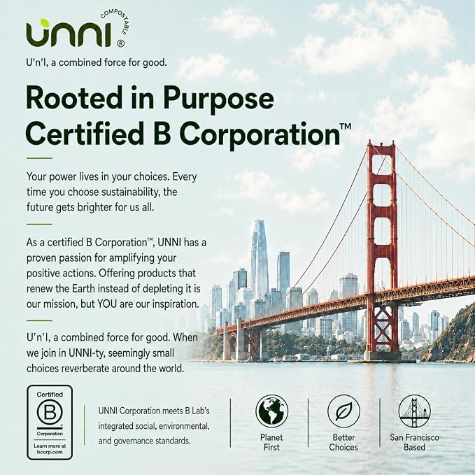 UNNI Compostable Trash Bags, 2.6 Gallon / 9.84 Liter, 200 Count, Extra Thick 0.71 Mil Small Kitchen Food Scrap Bin Liners, Certified by BPI, CMA & OK compost HOME, Meets the ASTM D6400 Standard
