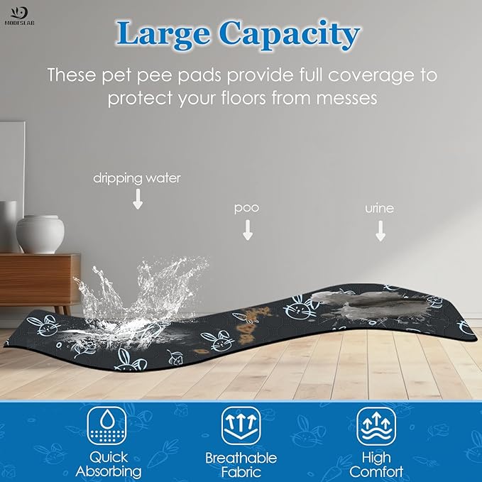 2-Pack Guinea Pig Cage Liner Washable, 16in x 30in Ultra-Absorbent Guinea Pig Bedding for Cage Non-Slip Leak-Proof Pee Pads for Dogs Rabbit Bunny Cat Litter Mat, Navy