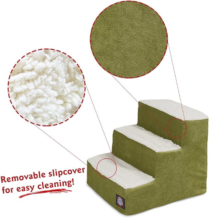 3 Step Portable Pet Stairs By Majestic Pet Products Villa Apple Steps for Cats and Dogs Green