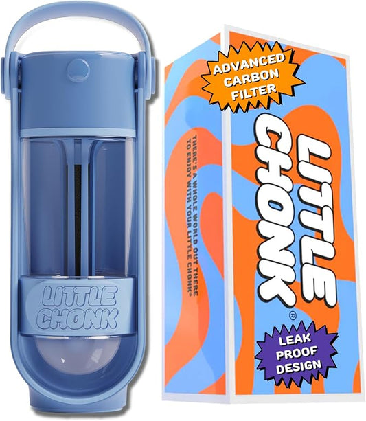 Lil Gulp Water Bottle | Advanced Carbon Filtration for Safe Filtered Water on The Go | BPA-Free Leak-Proof Portable Dog Travel Water Bottle with Retractable Water Spout, 15 Fl oz - Blue