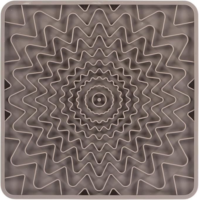 Messy Mutts Framed Silicone Therapeutic Licking Mat | 9.5" x 9.5" | Slow Feeder Mat for Boredom & Anxiety | Lick Pad for Dogs & Cats | Grey