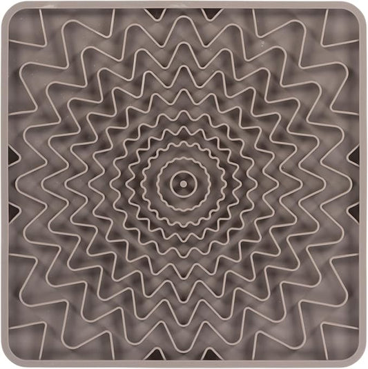 Messy Mutts Framed Silicone Therapeutic Licking Mat | 9.5" x 9.5" | Slow Feeder Mat for Boredom & Anxiety | Lick Pad for Dogs & Cats | Grey