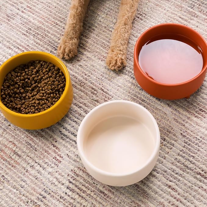 Waggo Uplift Ceramic Dog Bowl for Small Medium and Large Breeds - Heavyweight and Durable Pet Food and Water Dish Crock, Dishwasher Safe, Modern, Elevated Feeder (Mustard, Large)