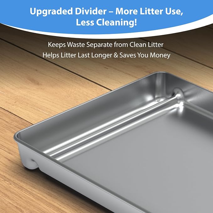 Stainless Steel Reusable Litter Tray Compatible with Petsafe Scoop-Free Self-Cleaning Cat Litter Boxes - Never Absorbs Odor, Stains, or Rusts (Stainless Steel Litter Tray) (Extra Deep)