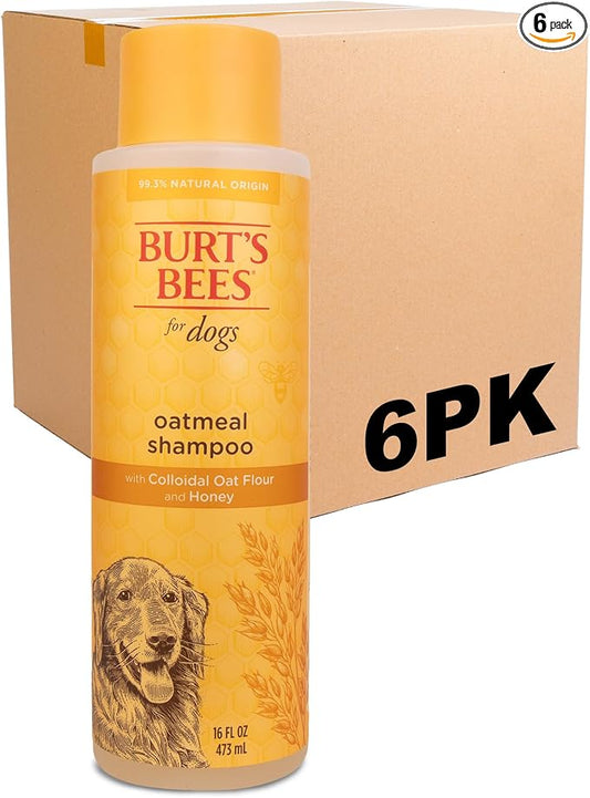 Burt's Bees for Pets Oatmeal Dog Shampoo with Honey, Soothing Formula for Itchy and Sensitive Dog Skin, Colloidal Oat Flour and Honey, pH Balanced, Sulfate-Free, 16 Fl Oz - 6 Pack