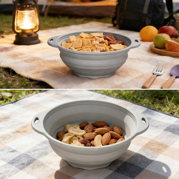 Collapsible Silicone Mixing Bowl - 1800ml(60 fl oz) - BPA Free, Dishwasher Safe, Non-Slip Base Space Saving for Kitchen, Camping & Travel (Blue)