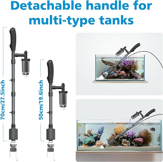 fishkeeper Electric Aquarium Gravel Cleaner, 6 in 1 Automatic Fish Tank Cleaning Tools Gravel Vacuum for Aquarium, Suitable for Water Change Wash Sand Water Circulation Adjustable Flow (25W, 265GPH)