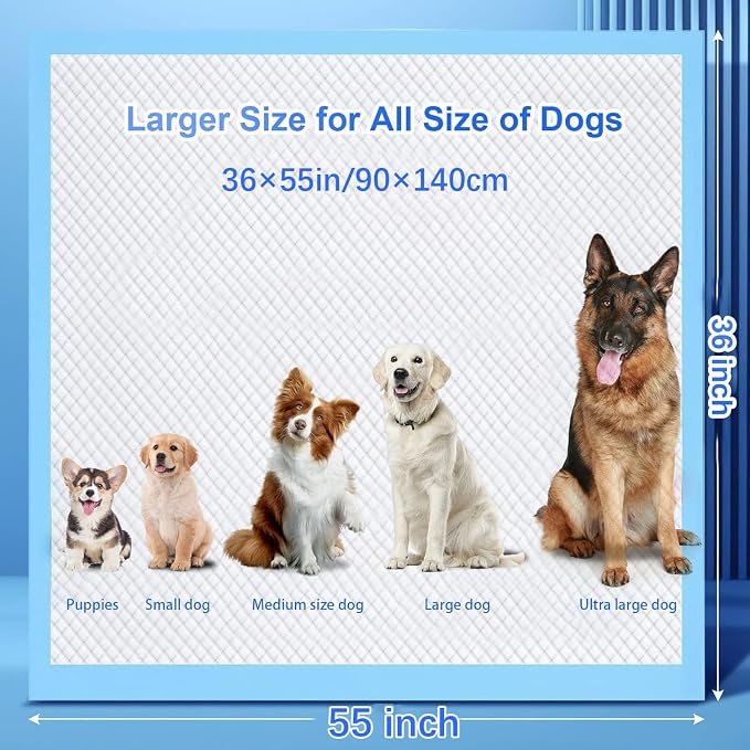 Puppy Pee Pads for Dogs 36"x55" 100 Count, Extra Large Dog Pee Pads, Leak-Proof & Super Absorbent Dog Pee Pads, Thicken Disposable Potty Pads Puppy Training Pads for Cats Rabbits