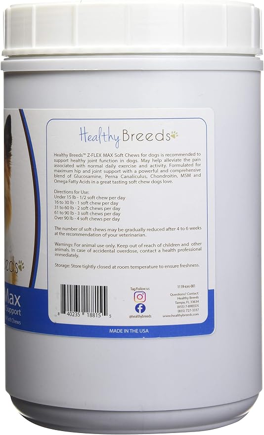 Healthy Breeds Icelandic Sheepdog Z-Flex Max Dog Hip and Joint Support 180 Count