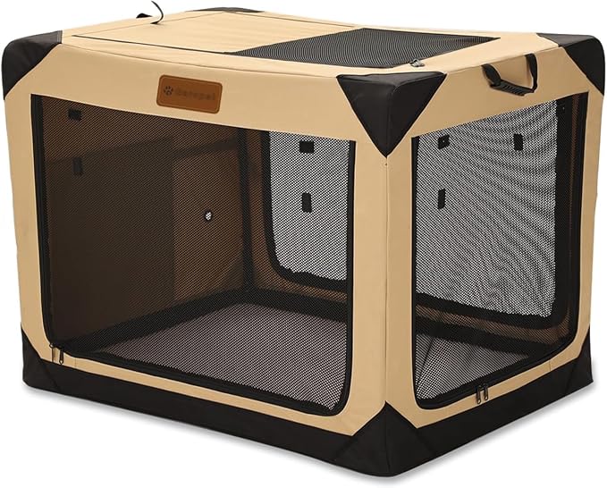 Garnpet Soft Dog Crate for Medium Dogs, 4-Door Foldable Collapsible Dog Crate with Soft Sides, Indoor & Outdoor Travel Dog Kennel